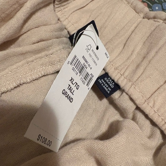 100% Cotton NWT Gap Beige Crinkle Gauze Wide-Leg Pants | Color: Tan - Picture 4 of 6